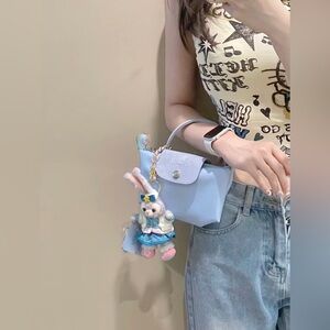 LE PLIAGE GREEN POUCH WITH HANDLE SKY BLUE